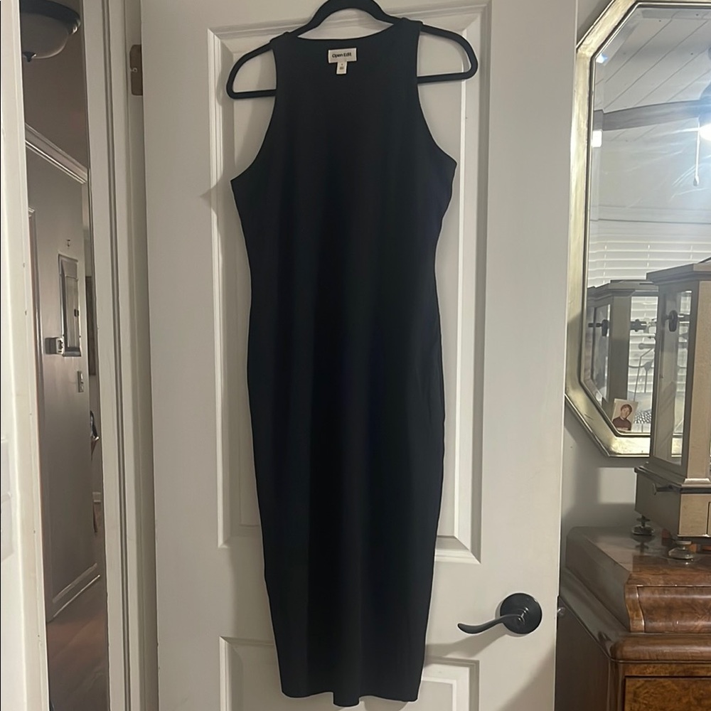 Black Halter Bodycon Midi Dress for Cocktail